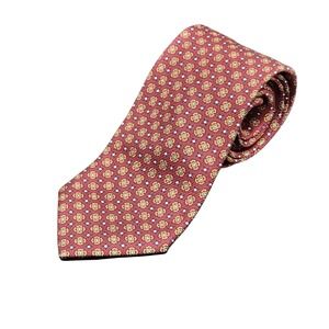 Banana Republic Mens 100% Silk Tie Burgundy Geometric Pattern Made in Italy